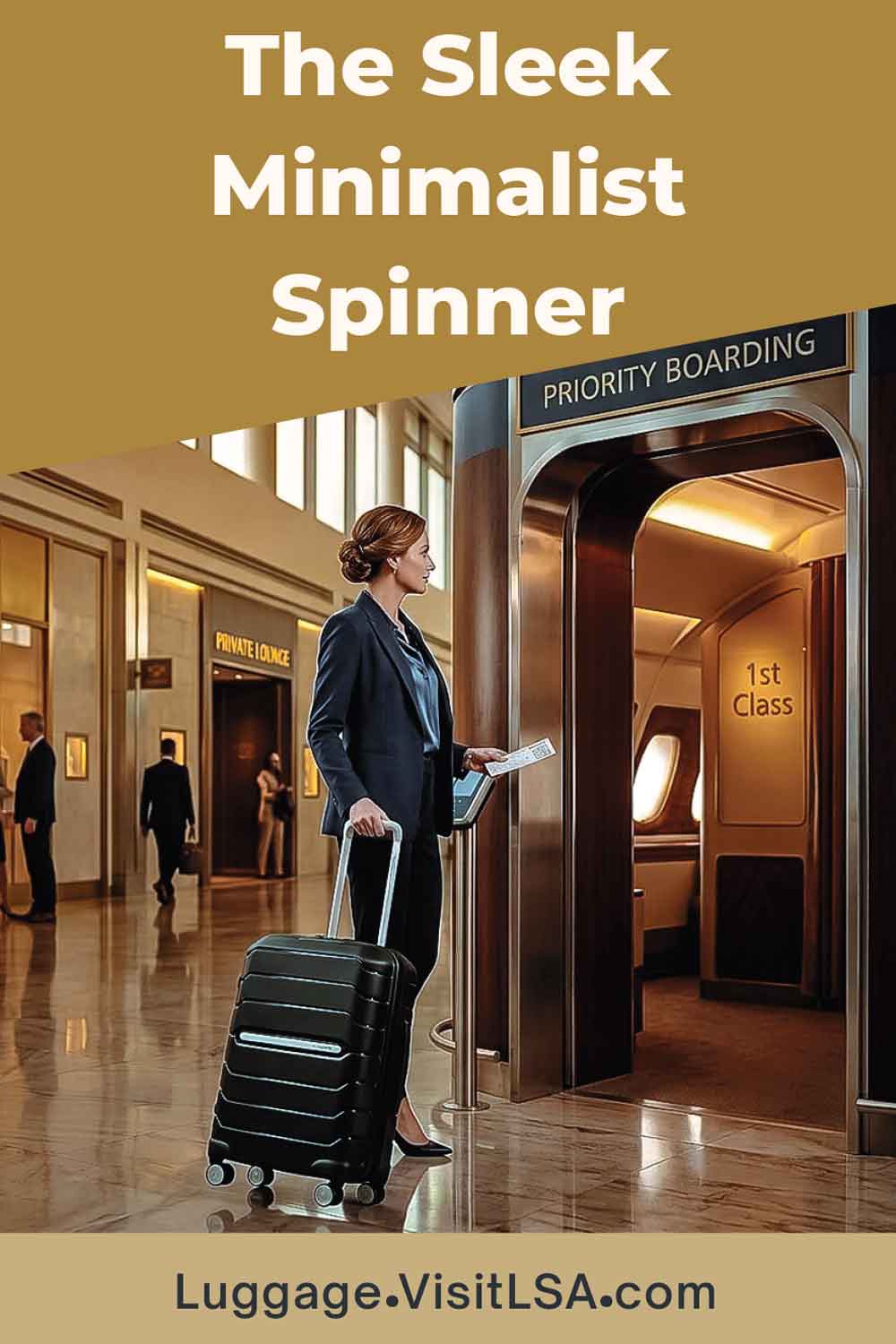 Luxury Travel Luggage - Elegant female traveler walking toward a first-class airplane entrance - Life So Abundant®